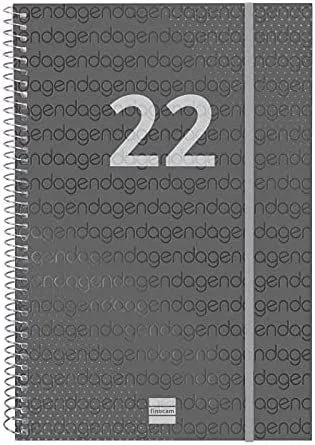 Finocam agenda anual espiral year e11 semana vista vertical 165x242mm 2022 negro