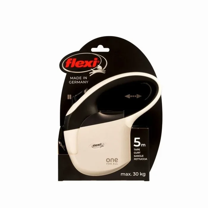 Flexi one for all s blanco – negro – correa automática para perros de hasta 30 kg – 5 m