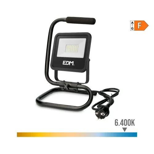 Foco proyector led con pie black series 30 w 2370 lm 6400 k luz fria 22 x 21 x 32 cm