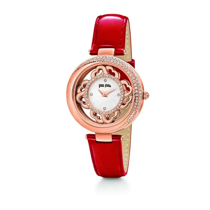 Folli Follie Reloj Mujer Analogico Cuarzo con Correa de Cuero WF13B042SSW