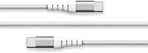 Force Power Lite – Cable de carga reforzado con Nylon trenzado USB C/USB C de 2 metros – blanco