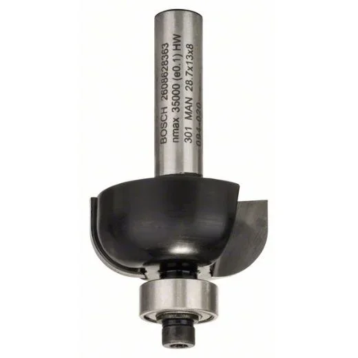 Fresa para molduras, 8 mm, R1 8 mm, D 28,7 mm, L 13 mm, G 54 mm