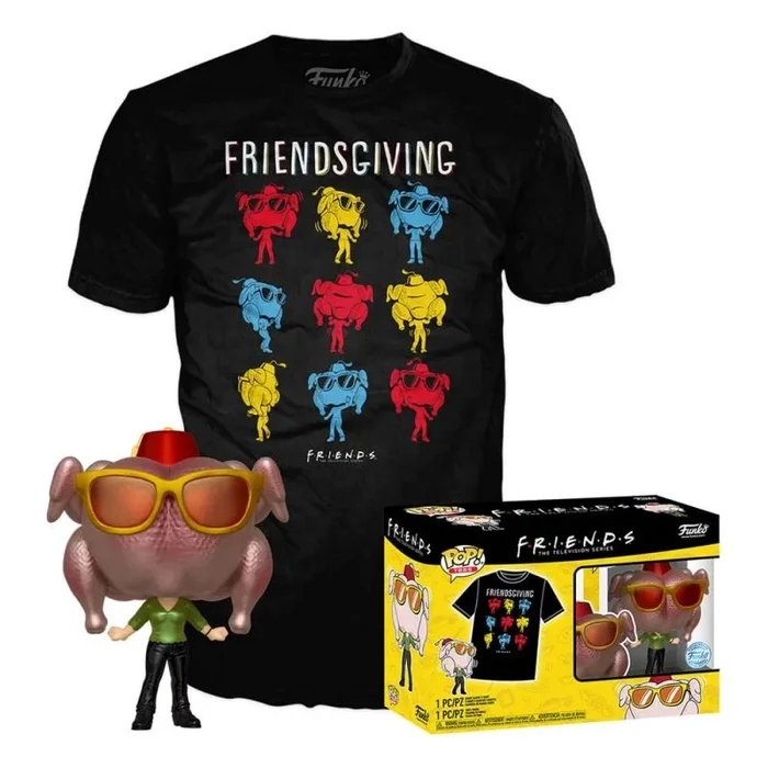 Friends pop! & tee set de minifigura y camiseta monica w/turkey talla s