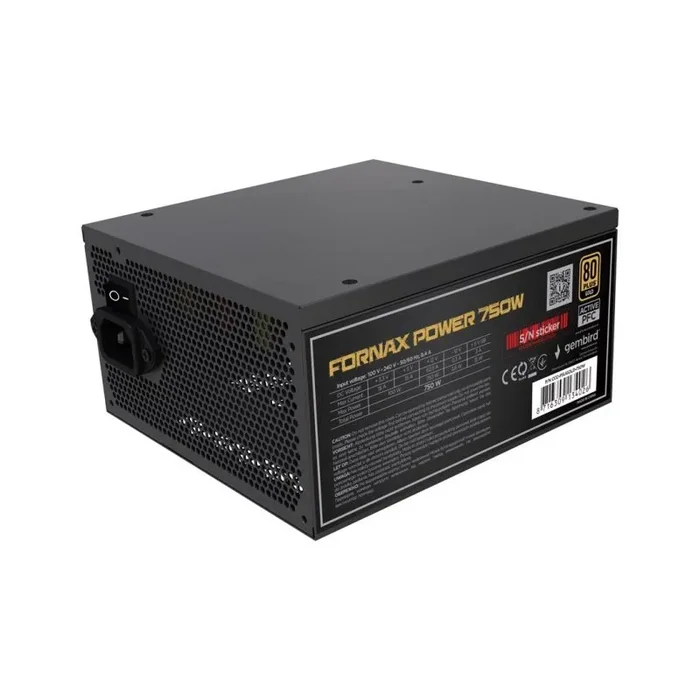 Fuente de alimentación gembird ccc-psugold-750w fornax power 750w pfc activo ventilador de 12 cm 80+gold