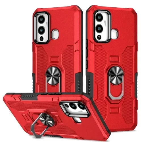 Funda Armor Hybrid con Ring Holder para Infinix Hot 12 Play (Rojo)