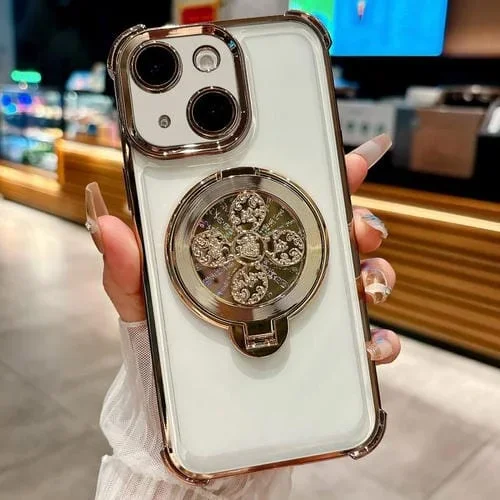 Funda con soporte para peonza para iPhone 15 (dorado desierto)