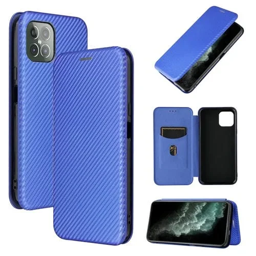 Funda Cubot C30 Textura Fibra de Carbono Horizontal Magnética TPU PC Cuero PU Ranura Tarjeta (Azul)