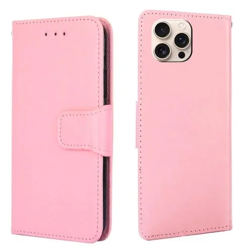 Funda Cuero con Textura de Cristal para iPhone 16 Pro Max (Rosa)