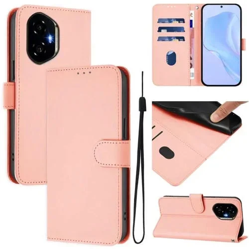 Funda Cuero con Textura de Piel y Cordón para Honor 300 (Rosa)