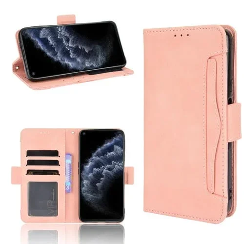 Funda Cuero Cubot C30 Tapa Horizontal con Soporte, Ranuras Tarjetas y Marco Fotos (Rosa)
