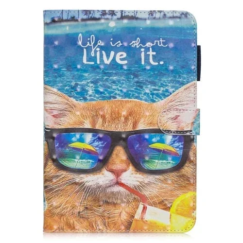 Funda Cuero Galaxy Tab a 8 (2019) Soporte Ranuras Tarjetas (Undersea Cat)