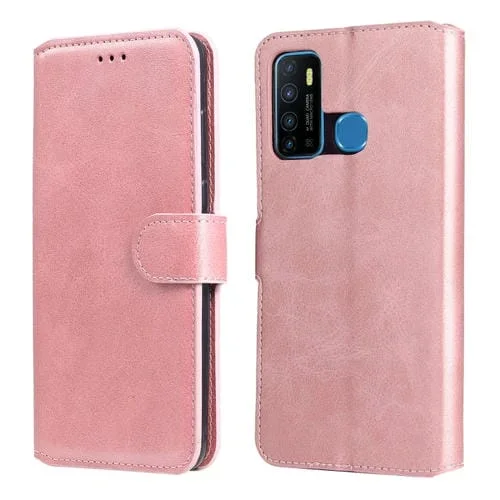 Funda Cuero Horizontal Flip Infinix Hot 9 Classic Becerta Texture PU + TPU con Soporte y Billetera (Oro Rosa)