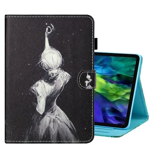 Funda Cuero Inteligente iPad Pro 11 (2024) Costuras Dibujos Color (Chica)