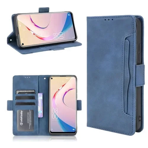 Funda Cuero Oukitel C21 Pro Tapa Horizontal con Soporte Ranuras Tarjetas Marco Fotos (Azul)