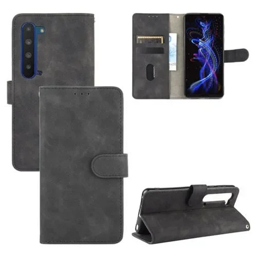 Funda Cuero PU para Sharp Aquos R5G con Soporte, Ranuras y Tapa Horizontal (Negro)