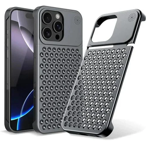 Funda de aleación de aluminio Kalebol con aromaterapia para iPhone 13 Pro Max (gris)