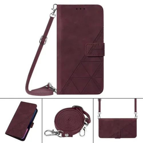 Funda de Cuero 3D para Tecno Spark 7 Pro Crossbody (Rojo del Vino)
