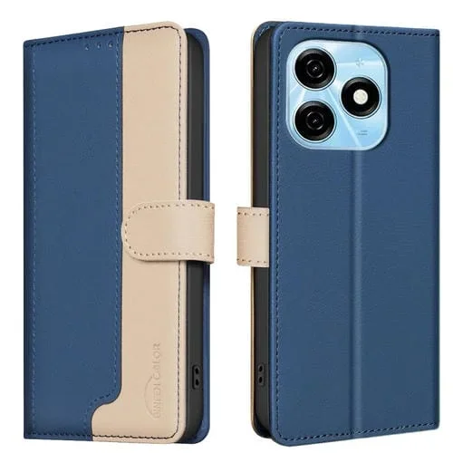 Funda de Cuero Antirrobo con Protección RFID para Tecno Spark 20 (Azul)