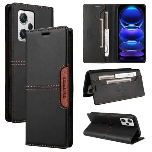 Funda de Cuero Antirrobo para Teléfono Gqutrobe G01 Rfid para Redmi Note 12 Pro+ (Negra)