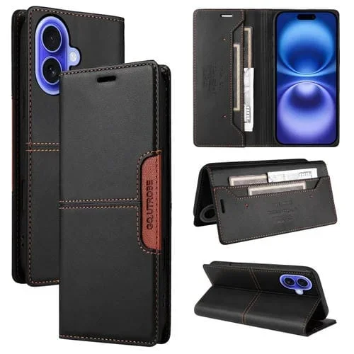 Funda de Cuero Antirrobo Rfid Gqutrobe G01 para iPhone 16 (Negra)