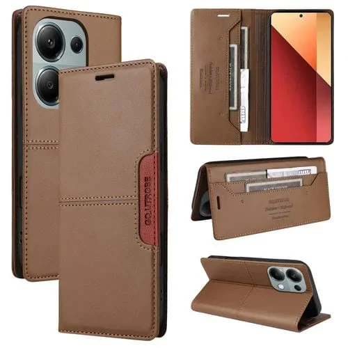 Funda de Cuero Antirrobo Rfid Gqutrobe G01 para Redmi Note 13 5G (Marrón)