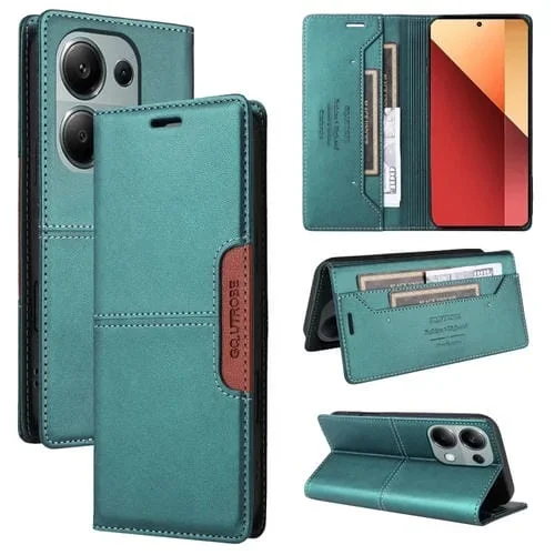 Funda de Cuero Antirrobo Rfid Gqutrobe G01 para Redmi Note 13 Pro 4G (Verde)