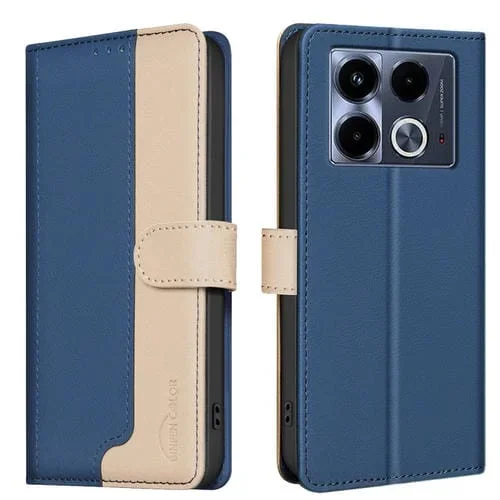 Funda de Cuero Antirrobo RFID para Infinix Note 40 4G a Juego de Colores (Azul)