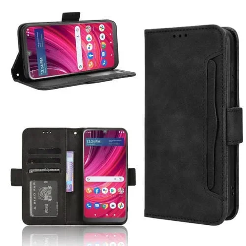 Funda de Cuero BLU View 4 B135Dl y View 2 2023 con Ranuras para Tarjetas (Negro)