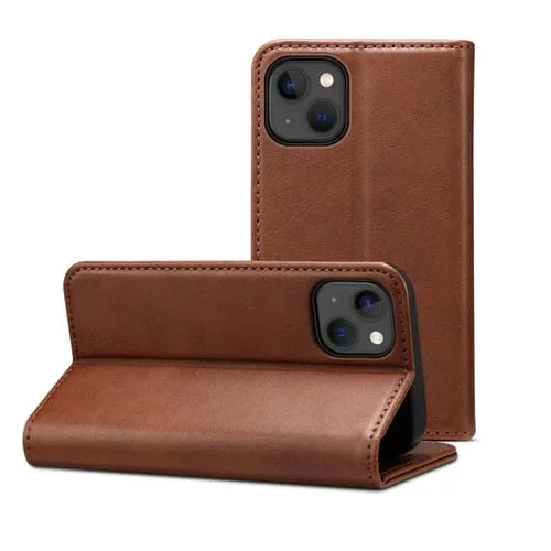 Funda de Cuero Calf Texture para iPhone 13 Mini con Tapa Horizontal, Soporte y Ranuras para Tarjetas (Marrón)