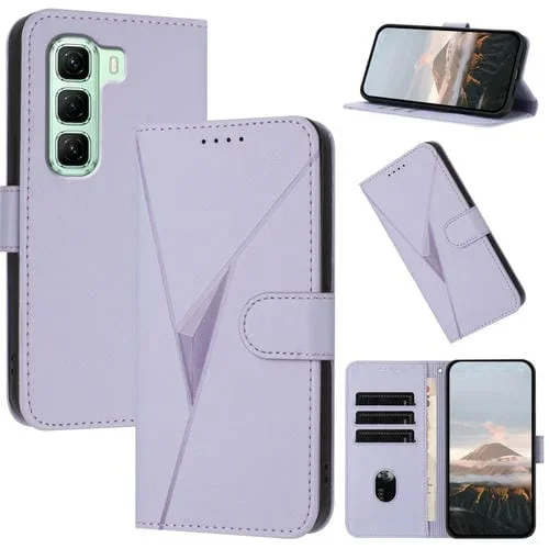 Funda de Cuero con Cierre de Hebilla y Diseño Triangular para Infinix Hot 50 5G (Morado Claro)