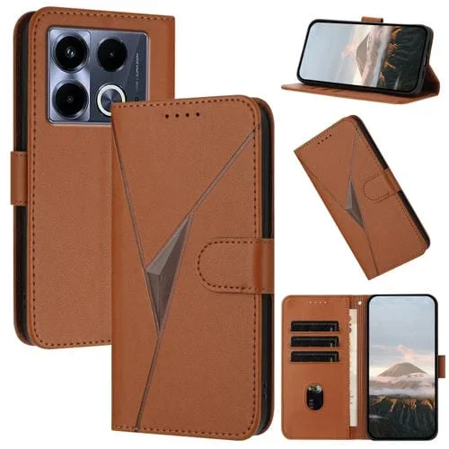 Funda de Cuero con Cierre de Hebilla y Diseño Triangular para Infinix Note 40 4G (Marrón)