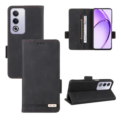 Funda de Cuero con Cierre Magnético para Teléfono Oppo A3 Pro 5G (Negro)