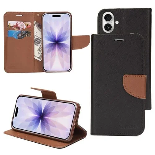 Funda de cuero con combinación de colores Mercury para iPhone 17 (marrón)