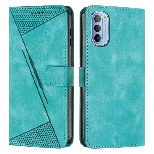 Funda de Cuero con Cordón para Motorola Moto G Stylus 4G (2022) Dream Triangle (Verde)