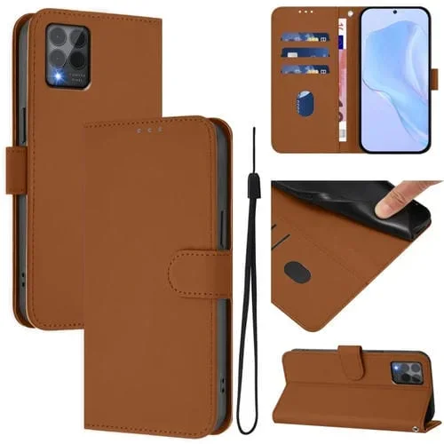 Funda de Cuero con Cordón para Teléfono T-Mobile Revvl 6 Pro 5G y 6X Pro 5G (Marrón)