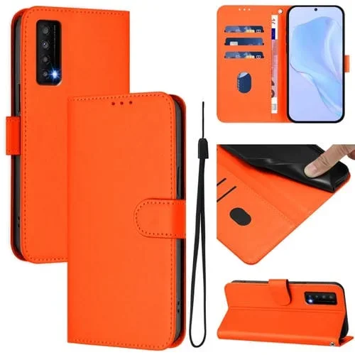 Funda de Cuero con Cordón para Teléfono TCL Stylus Skin Feel (Naranja)