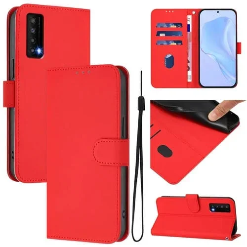 Funda de Cuero con Cordón para Teléfono TCL Stylus Skin Feel (Rojo)