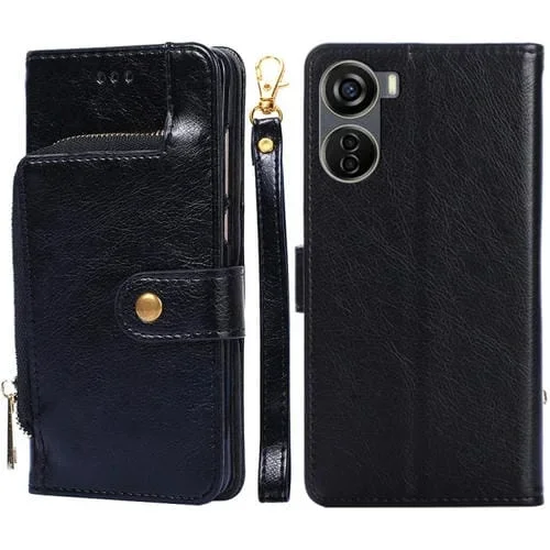 Funda de Cuero con Cremallera para ZTE Axon 40 Lite para Teléfono (Negro)