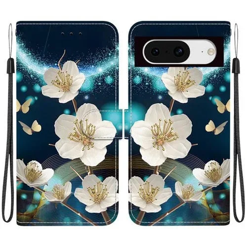 Funda de Cuero con Dibujo y Textura de Cristal para Google Pixel 8 (Magnolia)