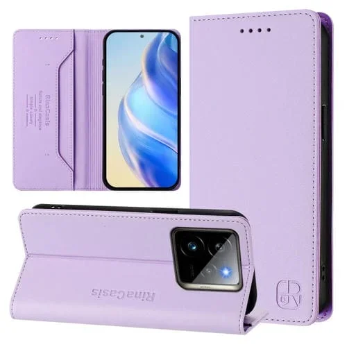 Funda de Cuero con Doble Pliegue y Succión Magnética para Realme Gt 7 Pro 5G Rc01 (Morado Claro)