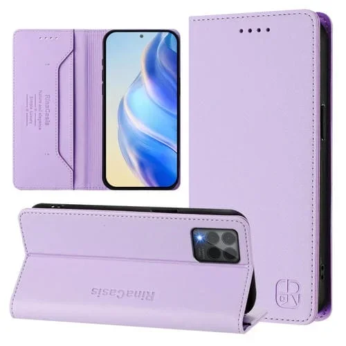 Funda de Cuero con Doble Pliegue y Succión Magnética para T-Mobile Revvl 6 Pro/6X Pro 5G Rc01 (Morado Claro)