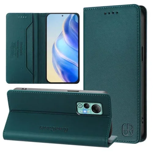 Funda de Cuero con Doble Pliegue y Succión Magnética para Ulefone Note 14 Rc01 (Verde Oscuro)