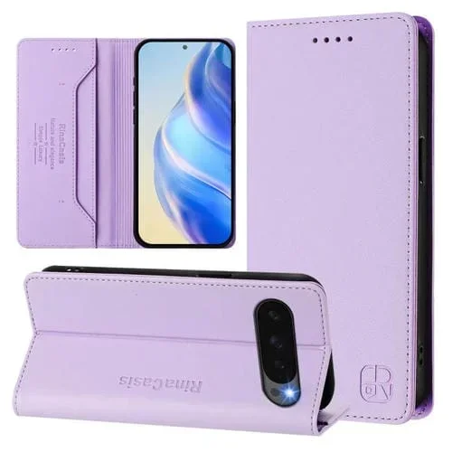 Funda de Cuero con Doble Pliegue y Succión Magnética Rfid para Google Pixel 10 Pro XL Rc01 (Morado Claro)