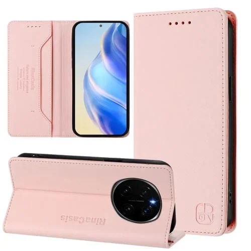 Funda de Cuero con Doble Pliegue y Succión Magnética Rfid para Honor Magic7 Rc01 (Rosa)