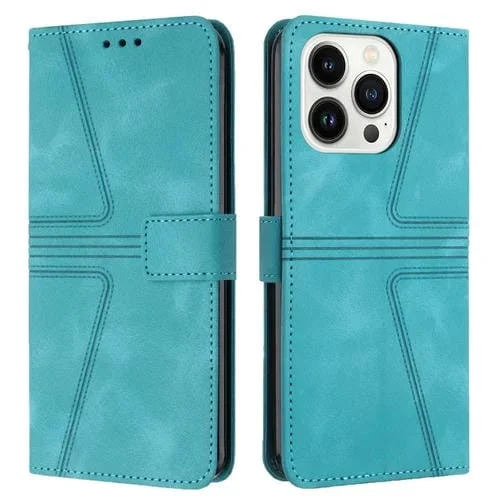 Funda de Cuero con Forma de Triángulo para iPhone 16 Pro Max (Verde)