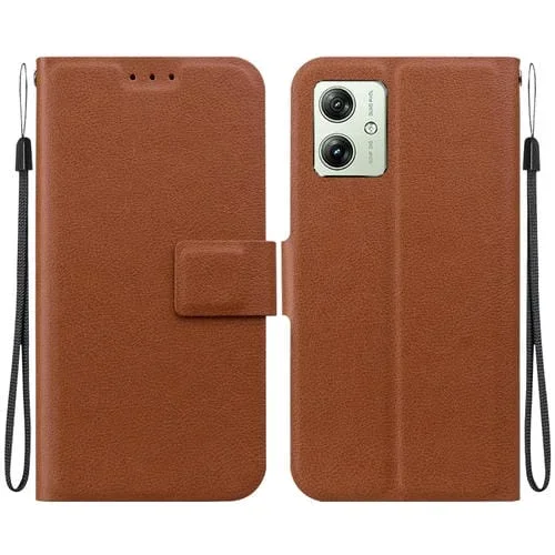 Funda de Cuero con Hebilla Magnética Ultrafina para Motorola Moto G54 (Marrón)