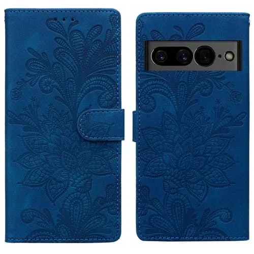 Funda de Cuero con Hebilla Magnética y Diseño Floral para Google Pixel 7 (Azul)