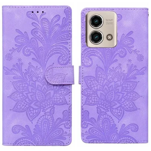 Funda de Cuero con Hebilla Magnética y Diseño Floral para Motorola Moto G Stylus 5G (2024) (Morado)