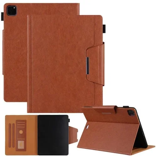 Funda de Cuero con Hebilla Metálica para iPad Pro 11 (2024) (Marrón)
