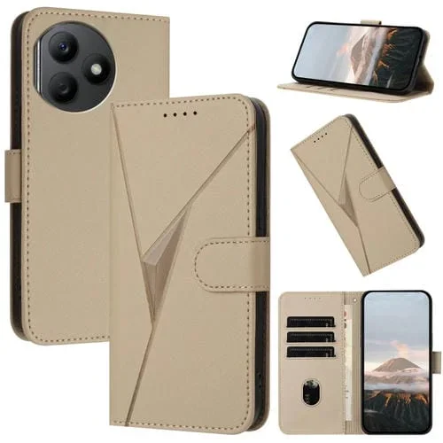 Funda de Cuero con Hebilla y Diseño Triangular para Honor X50I+ (Dorada)